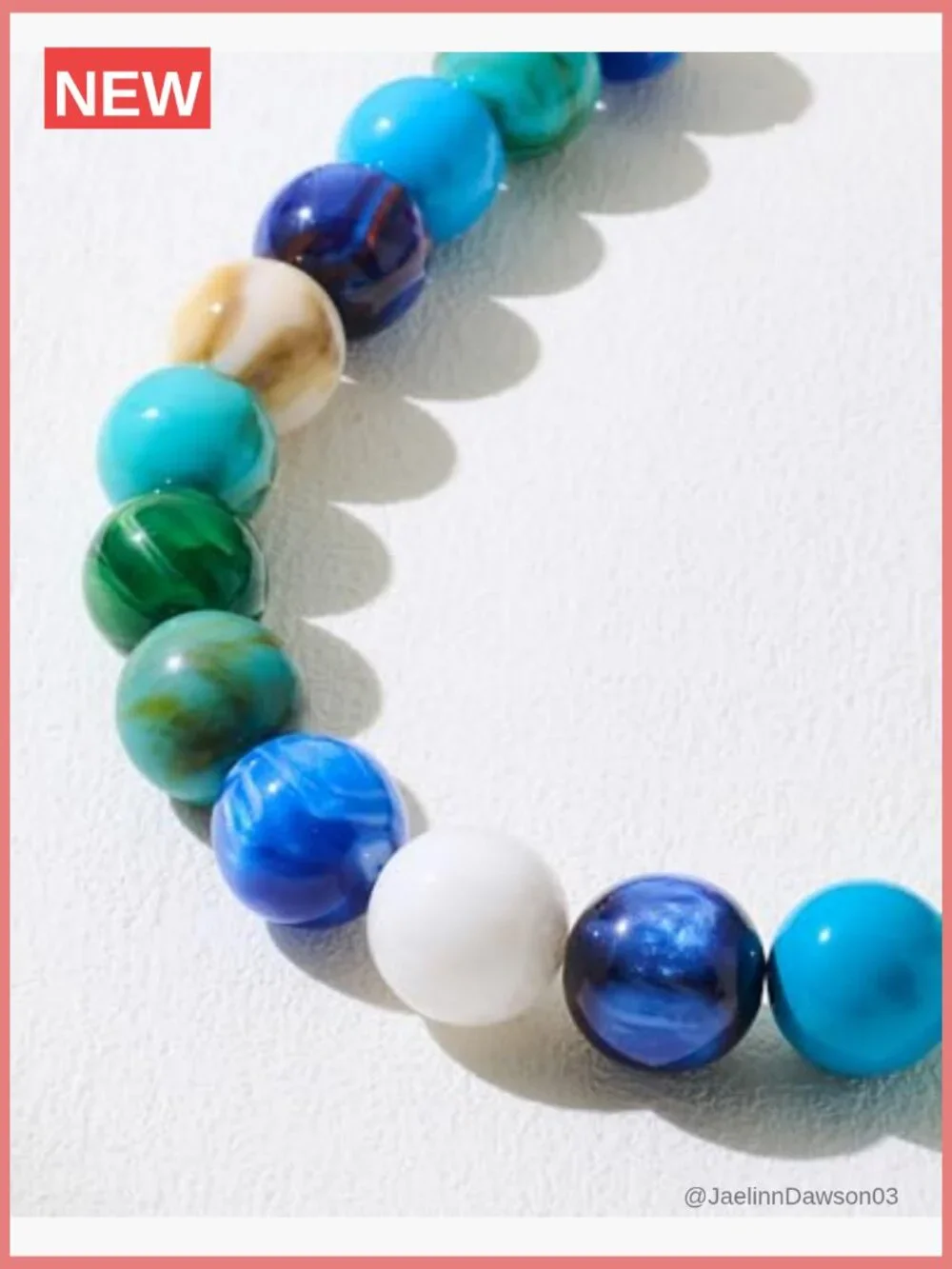 Chunky Beaded Choker Necklace Boho Statement Necklace with Large Pearl Resin